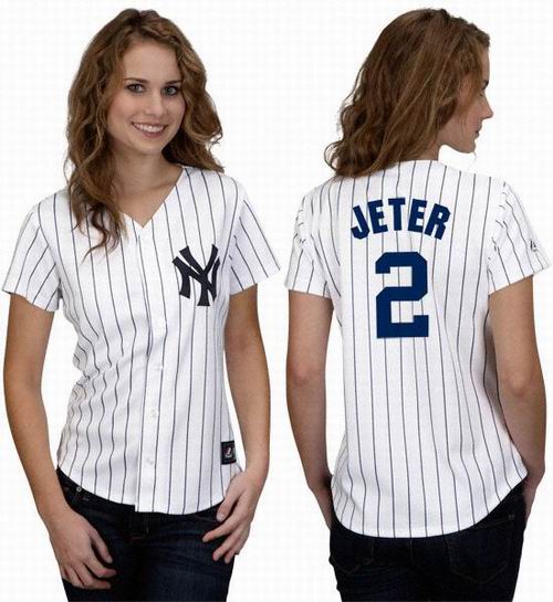 New York Yankees 2# JETER white mlb women jerseys