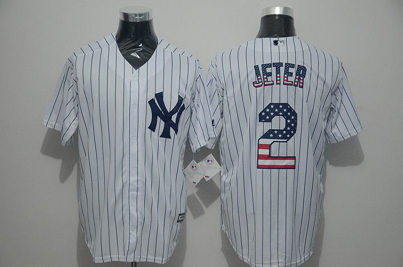 New York Yankees 2 Derek Jete white USA flag baseball jersey