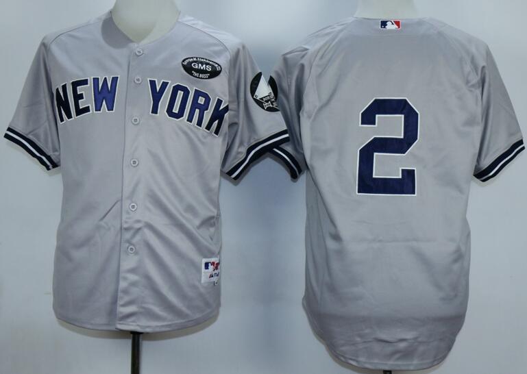 New York Yankees 2 Derek Jeter grey mlb baseball jerseys