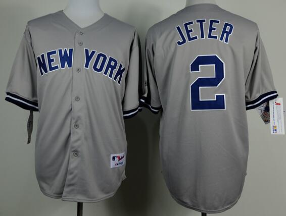 New York Yankees 2 Derek Jeter men grey mlb baseball jersey