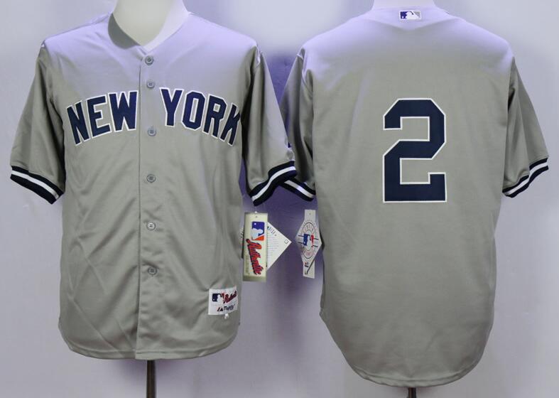 New York Yankees 2 Derek Jeter men grey mlb baseball jerseys