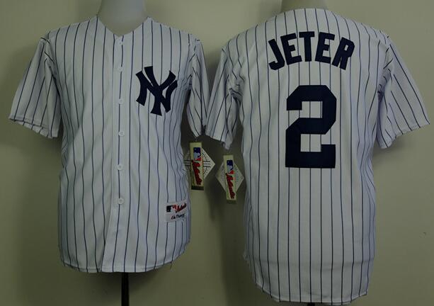 New York Yankees 2 Derek Jeter white mlb baseball jersey