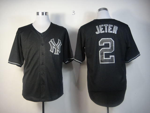 New York Yankees 2 jeter Black Fashion Jerseys Black Fashion Jerseys