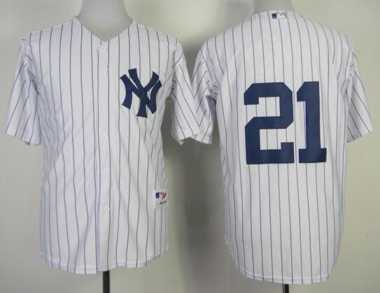New York Yankees 21 Sanders White baseball MLB Jerseys