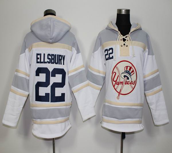 New York Yankees 22 Jacoby Ellsbury white gray mlb baseball Hooded Sweatshirt