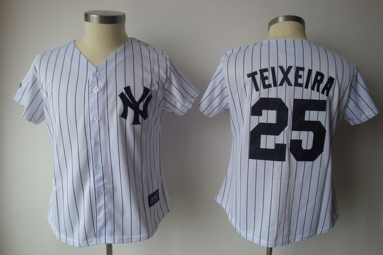 New York Yankees 25# TEIXEIRA white women mlb jersey