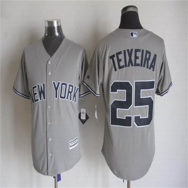 New York Yankees 25 Mark Teixeira gray majestic mlb Jersey