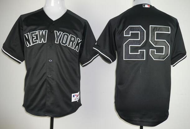 New York Yankees 25 Teixeira Black men baseball MLB Jersey