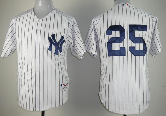 New York Yankees 25 Teixeira White men baseball MLB Jersey