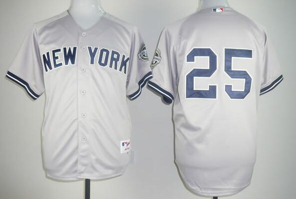 New York Yankees 25 Teixeira grey men baseball MLB Jersey