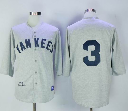 New York Yankees 3 Babe Ruth throwback Grey new stitched MLB baseball Jerseys