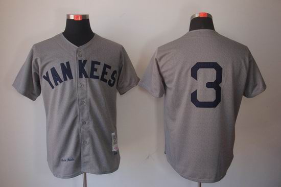New York Yankees 3 Blank Grey MLB Jerseys