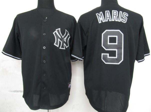 New York Yankees 9 Roger Maris Black Fashion MLB Jerseys-ZH