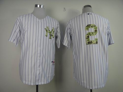 New York Yankees Derek Jeter white 2# white stripe camo jersey