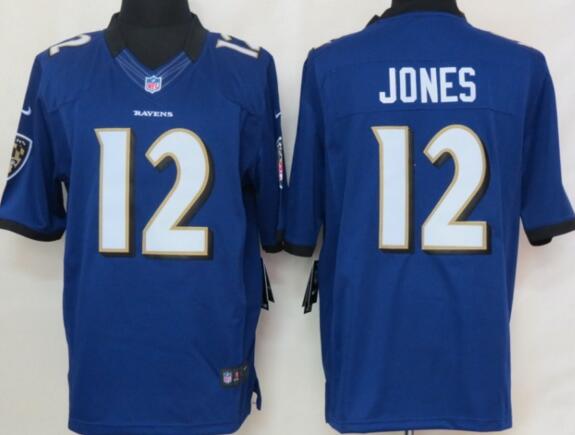 Nike Baltimore Ravens 12 Jones Purple Limited Jerseys