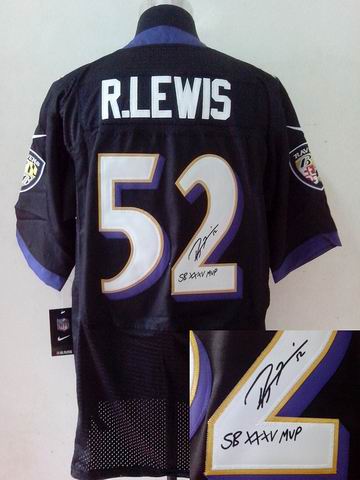 Nike Baltimore Ravens 52 Ray Lewis elite black Signature NFL Jerseys