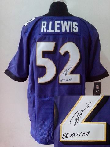 Nike Baltimore Ravens 52 Ray Lewis elite purple Signature NFL Jerseys