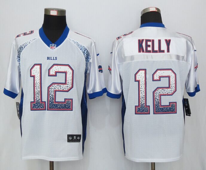 Nike Buffalo Bills 12 Kelly Drift Fashion White Elite Jerseys