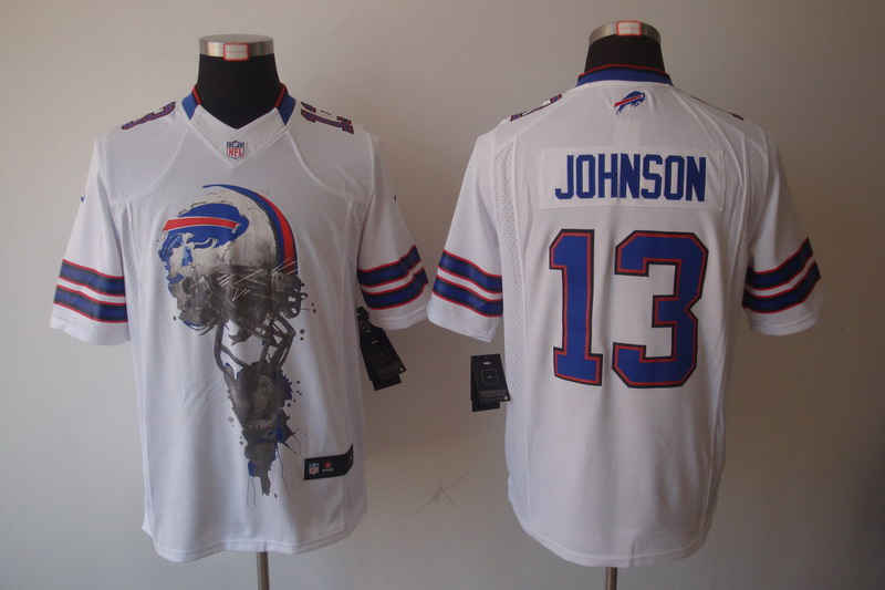 Nike Buffalo Bills 13 Steve Johnson White NFL Helmet Tri-Blend Limited Jerseys