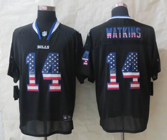 Nike Buffalo Bills 14 Watkins USA Flag Fashion Black Elite Jerseys