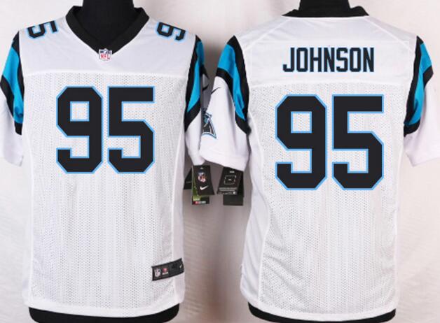 Nike Carolina Panthers 95 Johnson White Colors Elite Jerseys