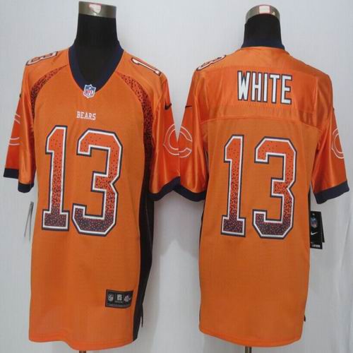 Nike Chicago Bears 13 White Drift Fashion Orange Elite Jerseys