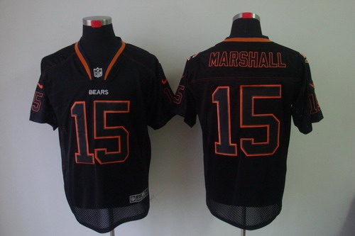 Nike Chicago Bears 15 Brandon Marshall Elite Black NFL Lights Out Jerseys