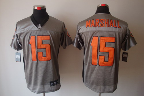 Nike Chicago Bears 15 Brandon Marshall Elite NFL Grey Shadow Jerseys