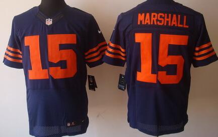 Nike Chicago Bears 15 Brandon Marshall Elite Navy Blue NFL Jerseys