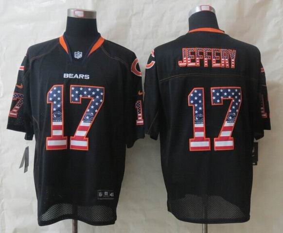 Nike Chicago Bears 17 Jeffery USA Flag Fashion Black Elite Jerseys