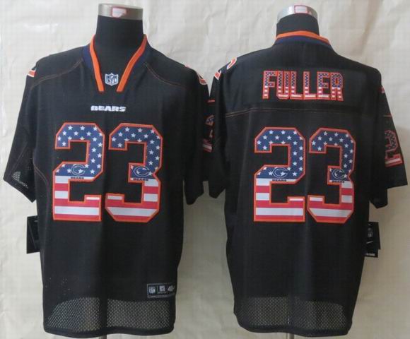 Nike Chicago Bears 23 Fuller USA Flag Fashion Black Elite Jersey