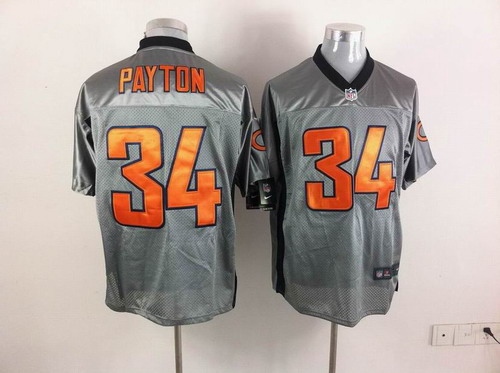 Nike Chicago Bears 34 Walter Payton Elite NFL Grey Shadow Jerseys