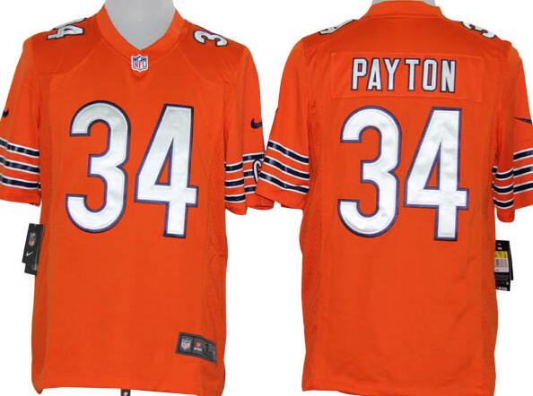 Nike Chicago Bears 34 Walter Payton Game Orange NFL Jerseys