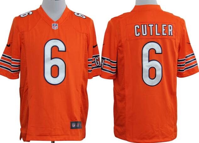 Nike Chicago Bears 6 Jay Cutler Game Orange NFL Jersey