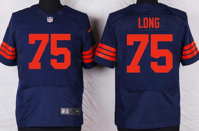 Nike Chicago Bears 75 Kyle Long blue orange elite nfl jerseys