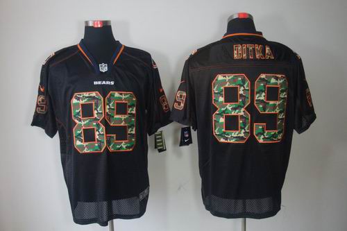 Nike Chicago Bears 89 Mike Ditka Elite Black NFL Camo Lights Out Jerseys