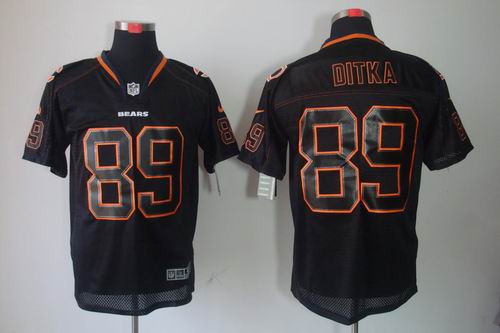 Nike Chicago Bears 89 Mike Ditka Elite Black NFL Lights Out Jerseys