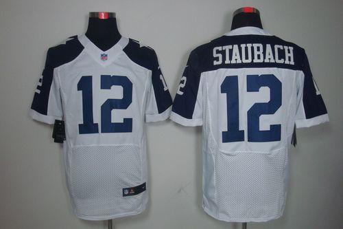 Nike Dallas Cowboys 12 STAUBACH Thanksgiving white ELite Jerseys