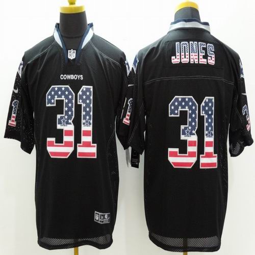 Nike Dallas Cowboys 31 Byron Jones USA Flag Fashion Black Elite Jerseys