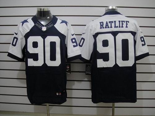 Nike Dallas Cowboys 90 Ratliff Blue Colors Thanksgiving ELite Jerseys