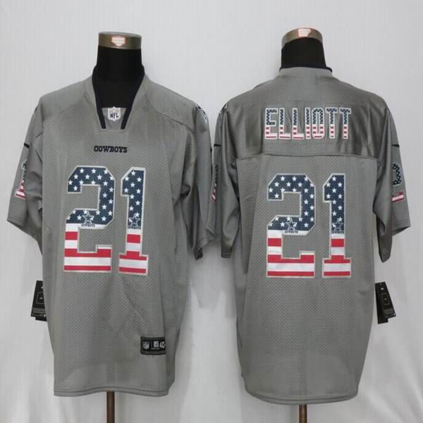 Nike Dallas cowboys 21 Elliott USA Flag Fashion Gray Elite Jerseys
