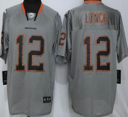 Nike Denver Broncos 12 Lynch Lights Out Gray Elite Jerseys