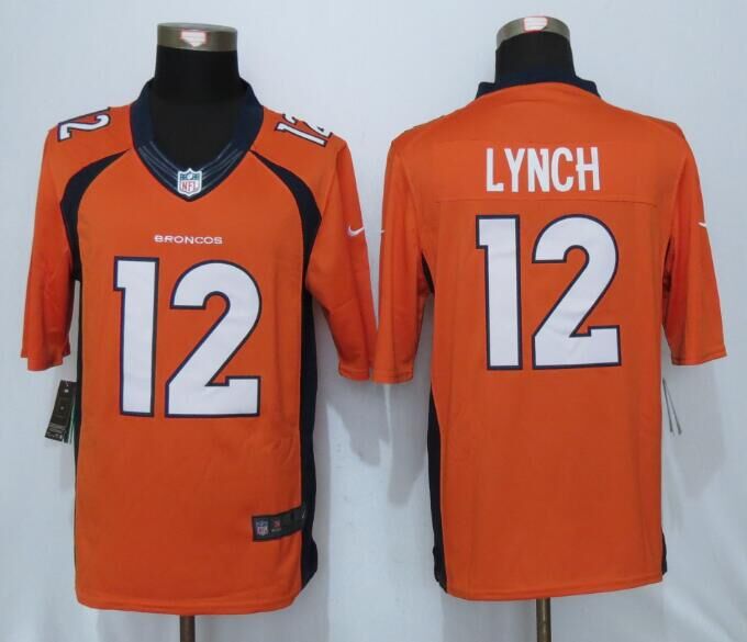 Nike Denver Broncos 12 Lynch Orange Limited Jerseys