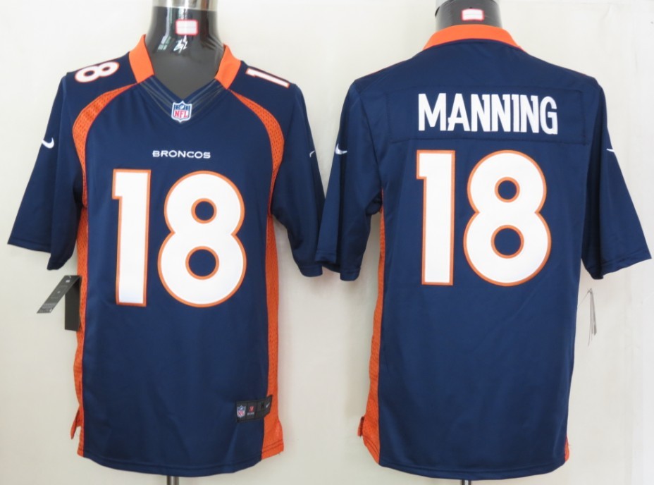 Nike Denver Broncos 18 Manning Blue Limited Jerseys