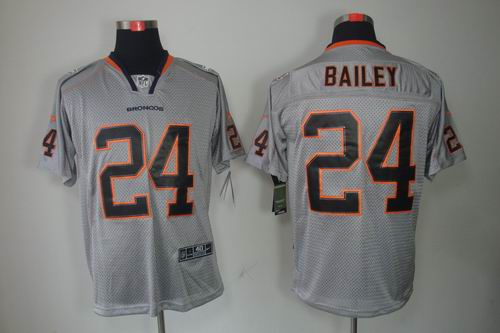 Nike Denver Broncos 24 Champ Bailey Elite Grey NFL Lights Out Jerseys