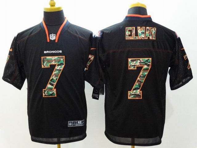 Nike Denver Broncos 7 Elway Lights Out Black camo Elite Jerseys