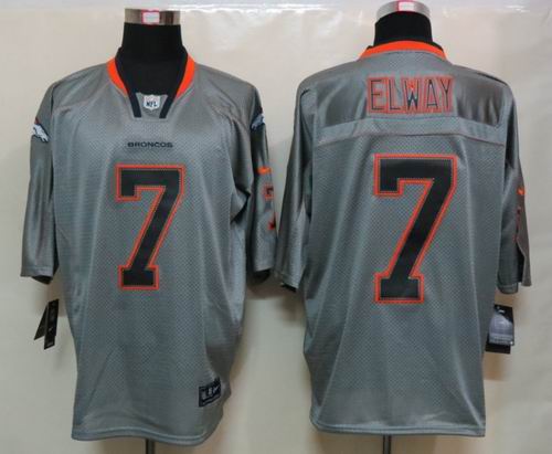 Nike Denver Broncos 7 Elway Lights Out Grey Elite Jersey