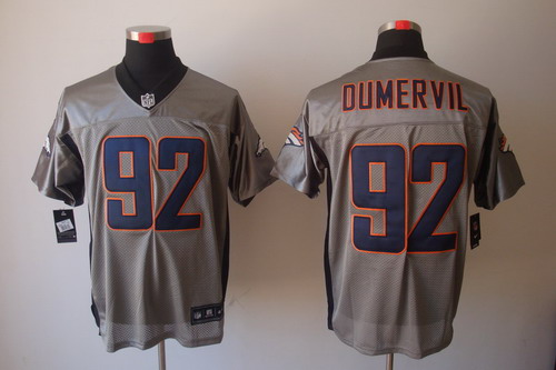 Nike Denver Broncos 92 Elvis Dumervil Elite NFL Grey Shadow Jerseys