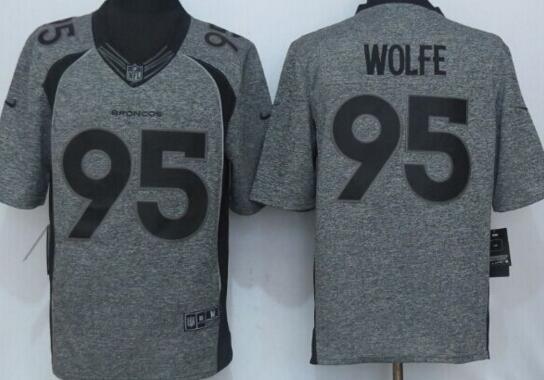 Nike Denver Broncos 95 Wolfe Gray Men's Stitched Gridiron Gray Limited Jersey