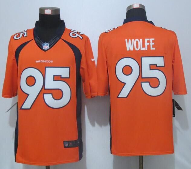 Nike Denver Broncos 95 Wolfe Orange Limited Jerseys